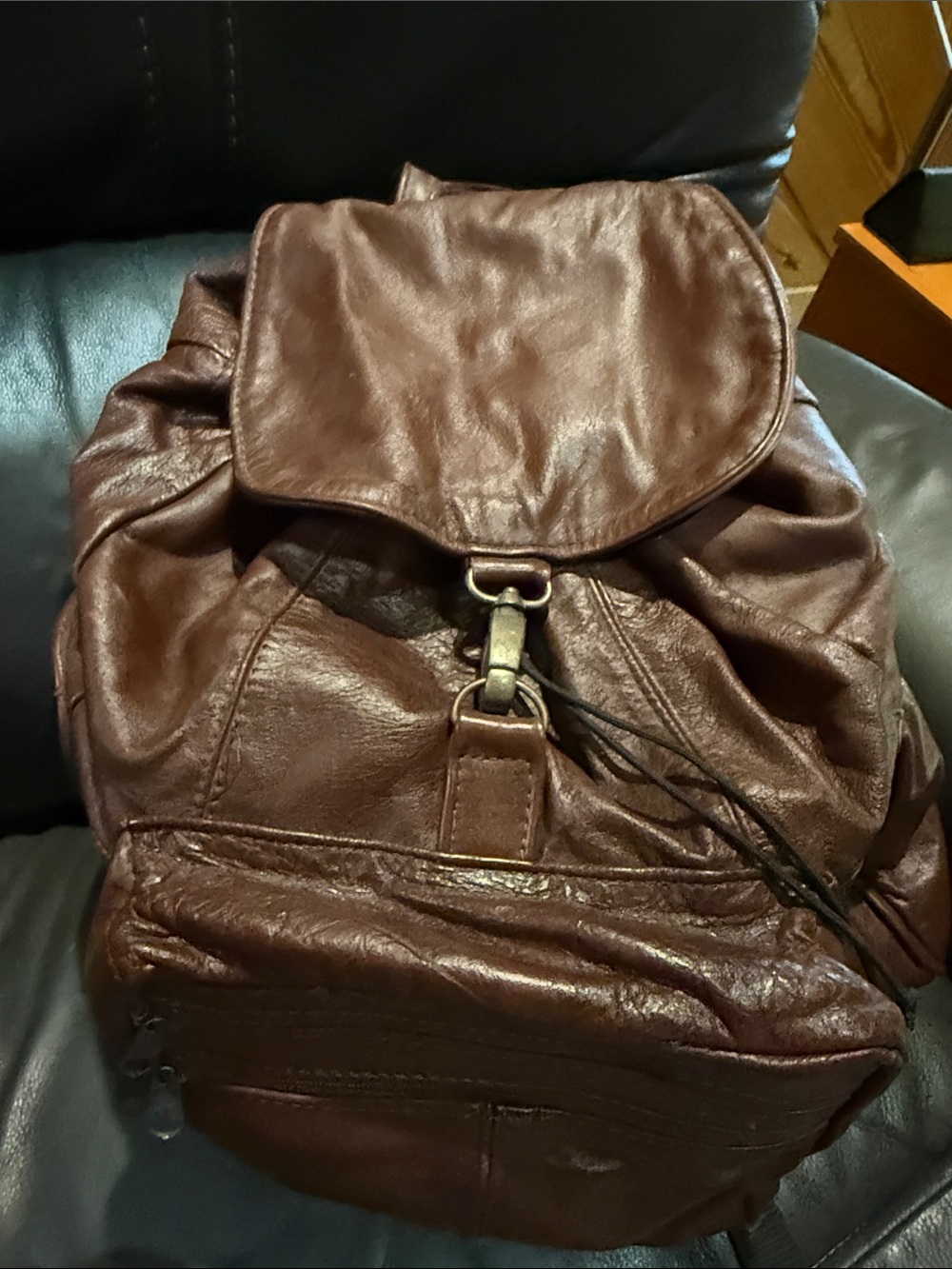 Brown Leather Backpack Sling Bag